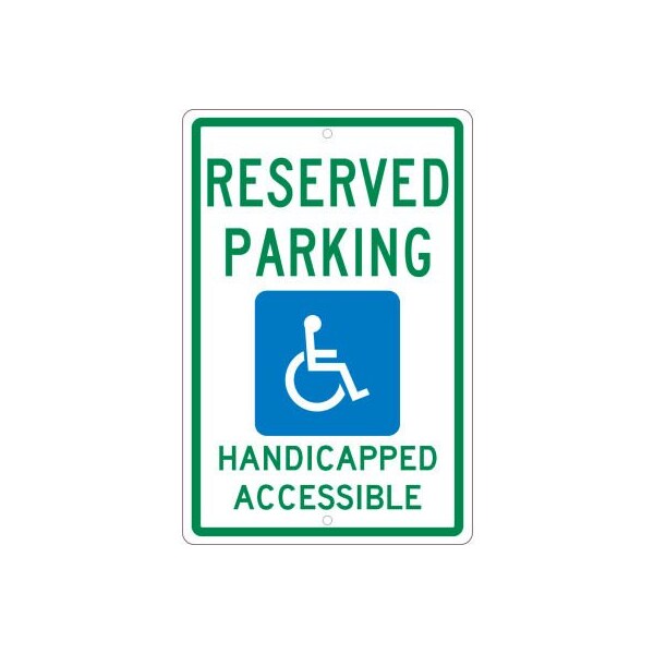 NMC Traffic Sign, Reserved Parking Van Accessible, 18in X 12in, White